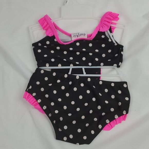 NEW 24 MO 2T LADY BUG PINK BLACK SWIMSUIT + COVERUP SET Nordstrom NWT - Picture 2 of 8